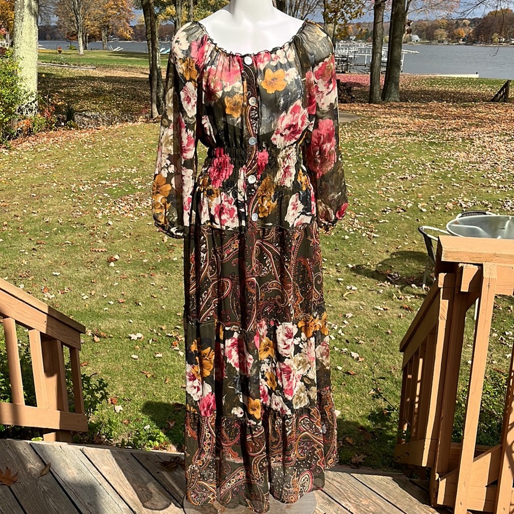 Boho flowing peasant dress XXL